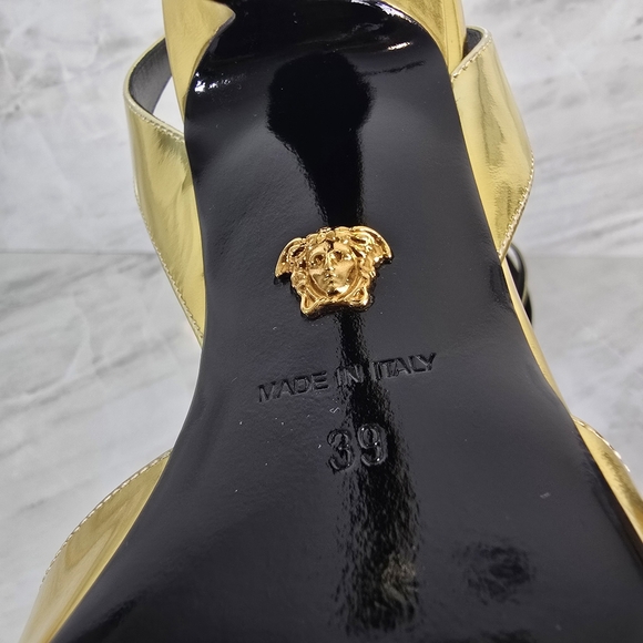 Versace Gold Safety Pin Heels - Picture 8 of 9